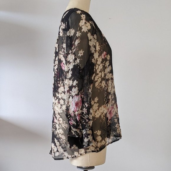 100% silk blouse sheer US 14 / XL - Picture 2 of 9